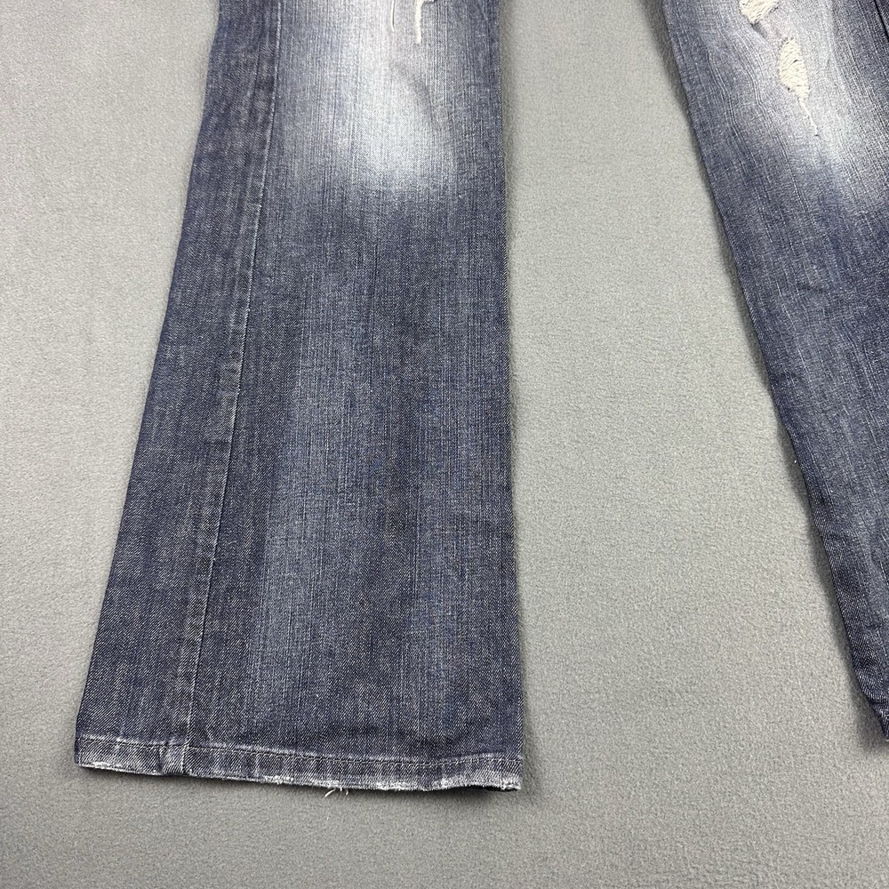 Guess Premium Light Wash Denim Jeans Size 28 Ripped Distressed Flare Low Rise - Picture 6 of 14